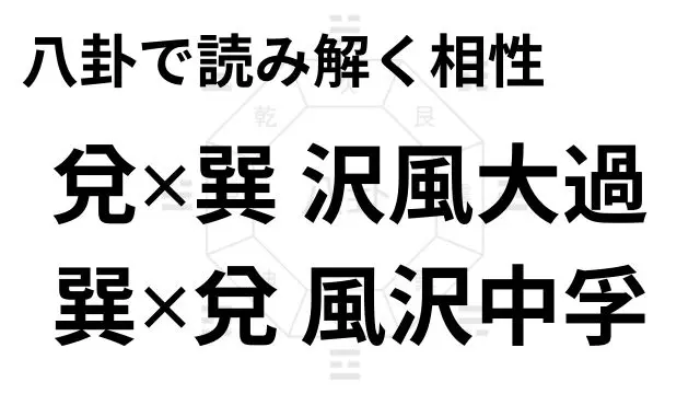 八卦で読み解く相性 兌✕巽 沢風大過 巽✕兌 風沢中孚