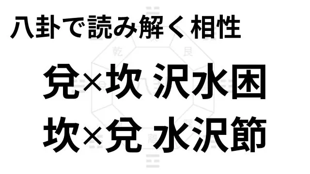 八卦で読み解く相性 兌✕坎 沢水困 坎✕兌 水沢節